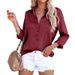 Verve Women's Clothing 2025 Spring New Satin Long Sleeve V-neck Office Business Shirt_ecoleips.com