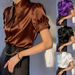 Elegant Satin Short Sleeve Shirt Top for Women Versatile Independent Website Style Spring/Summer Regular Fit England Fashion_ecoleips.com