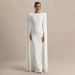 New Autumn/Winter Women's Elegant Party Dress, Solid Color Round Neck Pleated Shawl Chic Dress
_ecoleips.com