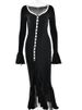 JULISSA MO Sexy Deep V-neck High Slit Ruffle Women Dress Pink Flare Sleeve Single Breasted Dress Autumn Slim Party Evening Dress_ecoleips.com