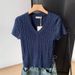Women's Cable Knit Top Short Sleeve Loose Slimming Pullover Sweater Gentle Style Base Layer_ecoleips.com