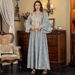 Women's Elegant Temperament Robe Mesh Embroidery Sequin Long Dress_ecoleips.com