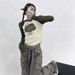 Women's American Style Sweet Sexy Raglan Sleeve Long T-Shirt Letter Print Short Slimming Simple Top_ecoleips.com