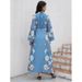 Women's Clothing Printed Pearl Belt Jalabiya Dress_ecoleips.com