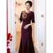Zhilixi Mother-in-law Cheongsam Wedding New Style Elegant Young High-Waisted Tummy-Covering Fishtail Dress Plus Size_ecoleips.com