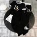 Women's Summer Short Sleeve T-Shirt Set Fashion Printed Casual Round Neck Two Piece Outfit Black Polyester_ecoleips.com