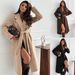 Women's Long Sleeved Lapel Tie Wrap Wool Coat Solid Color Autumn Winter Outerwear Independent Website Bestseller 2025 Wish_ecoleips.com