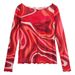 Luxury Women's Long Sleeve T-Shirt Elegant Slim Fit Sheer Base Layer Top with Swirl Print Sun Protection_ecoleips.com