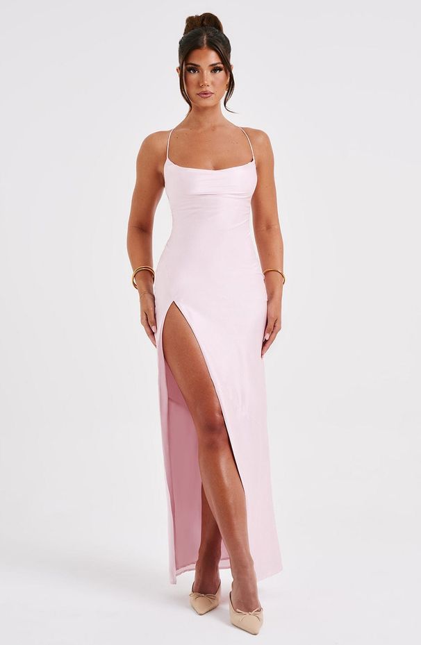 Elegant Backless Satin High Slit Halter Dress for Women Sexy Summer Party Fashion European And American Style 2025_ecoleips.com