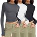 Women's Casual Long Sleeved Spring And Autumn Solid Color Slim Fit Pullover T-shirt Women's Street Wear Bottom Top Three_ecoleips.com