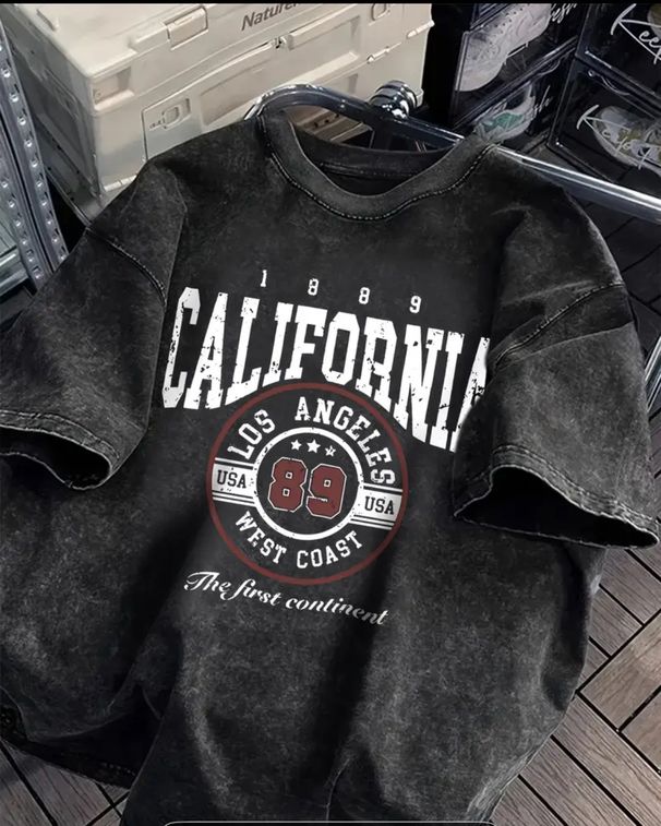 Women's Clothing Vintage Washed Oversized T-Shirt – Distressed Cotton Tee With 3D Print (M-3XL, Black)_ecoleips.com