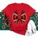European And American Cross-border Foreign Trade Clothing Christmas Bow Round-neck Printed Women's Short-sleeve T-shirt_ecoleips.com