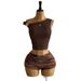Girl's Retro Tassel Frayed Shorts Set With One Shoulder Metal Decoration Cropped Top In Style Hot_ecoleips.com