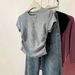 Women's Slimming Round Neck T-Shirt Short Sleeve Pleated Versatile Base Layer Top Spring Summer New Arrival American Style_ecoleips.com