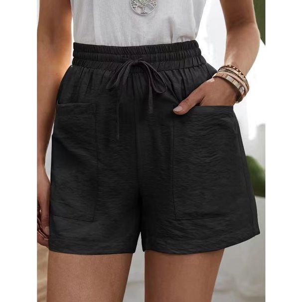 Women's High Waist Casual Fashion Shorts Loose Fit Solid Color Summer Linen Pocket Shorts_ecoleips.com