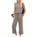 Women's Clothing Women's Loose Sleeveless Round Neck Vest Top And Pants Casual Two Piece Suit Style Clothing_ecoleips.com