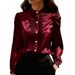 Satin Lace Trim Stand Collar Shirt Top for Women Elegant Fashion England Style Regular Fit Spring/Autumn Summer_ecoleips.com