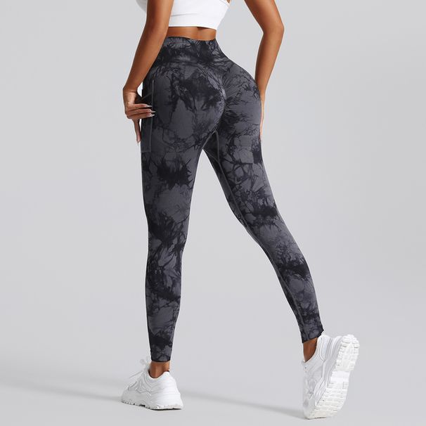 Women's Clothing New Tie Dye Side Pocket Yoga Pants Long Nude Running Sports Fitness Clothes Hip Lifting Yoga Pants For Women_ecoleips.com