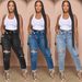 Women's Clothing Ripped High Waist Jeans Slim Fit Slim Design Trousers_ecoleips.com