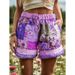 Retro Floral Print Casual Women's Cotton Shorts Bohemian Style Spring/Autumn Regular Fit Independent Site Cross Border_ecoleips.com