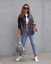 K New Solid Color Mid Length Long Sleeved Denim Jacket With Holes, European And American Style Jacket For Women_ecoleips.com