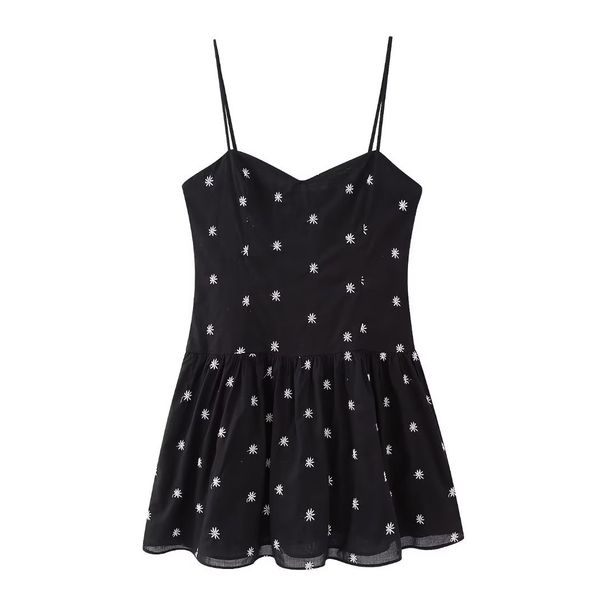Cross-border Foreign Trade European And American Style Women's Clothing A-line Sexy Floral Summer New Daisy Pattern_ecoleips.com
