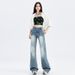 Attention-Grabbing Moment: American Retro Cracked Denim Jeans For Women, Spring Season, Low-Waisted, Wide-Leg,_ecoleips.com