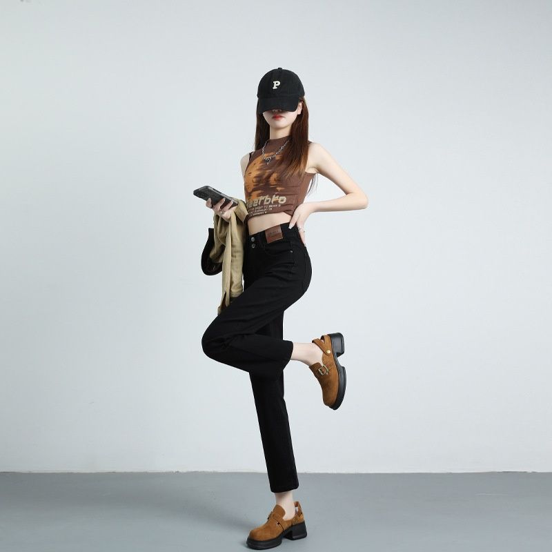 New Autumn And Winter Fleece-lined Women's Jeans, High-waisted, Slim-fit, Flattering For Petite Figures, Popular_ecoleips.com
