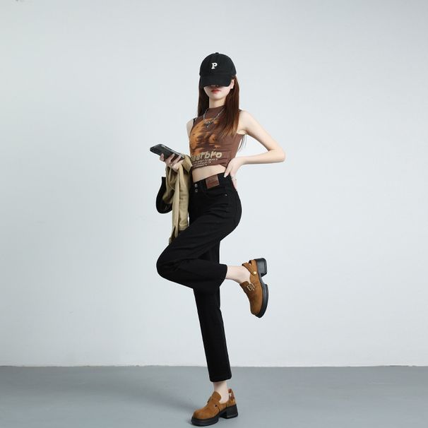 New Autumn And Winter Fleece-lined Women's Jeans, High-waisted, Slim-fit, Flattering For Petite Figures, Popular_ecoleips.com