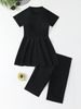 Women's Clothing Swimsuit Split Two Piece Zipper Sun Protection Short Sleeved Shorts Conservative Swimsuit_ecoleips.com