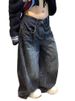 American Retro Dark Blue High-Waisted Straight-Leg Jeans For Women, Autumn And Winter High Street Design, Loose Slimming_ecoleips.com