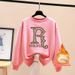 plus Size Women's Thick Fleece Lined Sweatshirt Spring Autumn Winter Stylish Loose Top with Personalized Lettering_ecoleips.com