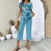 New Women's 3D Digital Tie Dye Print Set Style Loose Fit Casual Fashionable Trendy Short Sleeve Clothing For Commuting_ecoleips.com