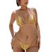 Women's Clothing Sexy Glossy Thong Bikini Swimsuit For Women Style Swimwear Modest Coverage Beach & Pool Ready_ecoleips.com