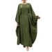 Women's Middle Eastern Style Acetate Satin Batwing Sleeve Robe With Metal Buckle Cinched Waist Abaya For Celebration Wear 2025_ecoleips.com