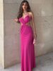 Weird Puss Ruched Sexy Dress Women Y2K Coquette V Neck Cross Backless Sleeveless Ruffles Splits Prom Party Hipster Long Bodycon_ecoleips.com