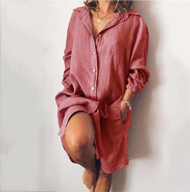 2026 Spring/Summer New Style Bestseller European And American Loose Fit Double Pocket Sleeve Solid Color_ecoleips.com