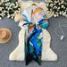 A Niche High-end With Women's Design Sense, Tied Waist, Bat Sleeves, Pleated Printing, Irregular Dress Skirt_ecoleips.com