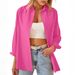 Verve Clothing Spring Summer 2025 New Women's Cardigan Candy Color Loose Casual Long Sleeve Shirt_ecoleips.com