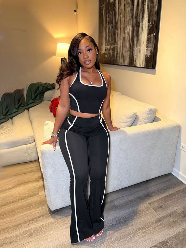 Women's Color-Block Sports Bra High-Waisted Leggings 2 Piece Set Fitness Yoga Workout Outfit_ecoleips.com