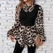 Women's Clothing New Fashion Stitching Leopard Print Long Sleeved Shirt_ecoleips.com