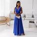 Verve 2025 Spring Summer New Women's Solid Color V-neck Long Dress_ecoleips.com