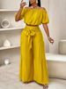 Women's Clothing Wide Leg Pants For Commuting High Waist Green Flared Strappy Drape Pants_ecoleips.com