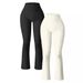 2023 Europea Ad America Cross-Border Sports Casual Yoga Ribbed Workout High Waist Flared Leggigs Log Pats For_ecoleips.com