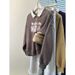 Real Shot Of 2024 Women's Color-blocked Long-sleeve Sweatshirt With A Turn-down Collar, New Spring/autumn Style, Large_ecoleips.com