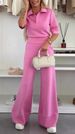 Women's Clothing New Leisure Suit Short Sleeved Solid Color High Waist Wide Leg Pants_ecoleips.com