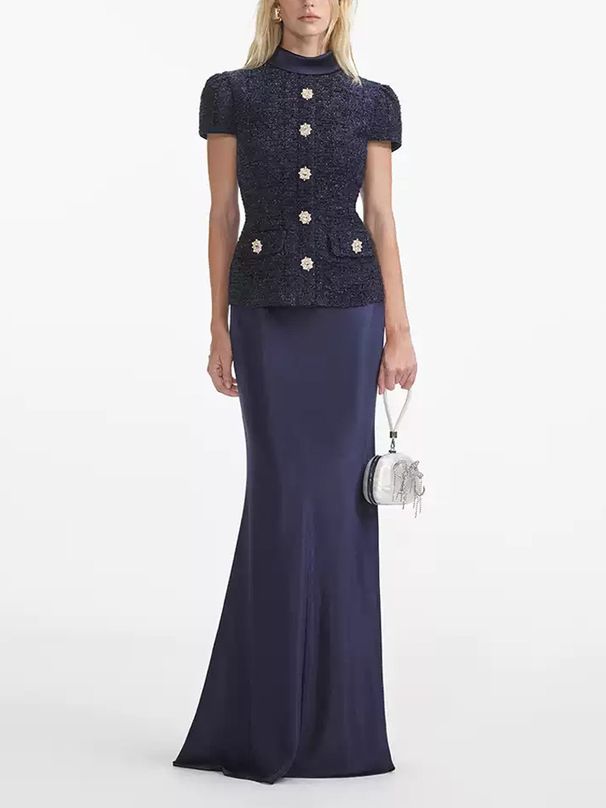 Navy Blue European American Syle Elegan Ladies' Oufi, New Auumn Foreign Rade Women's Op And Sain Long_ecoleips.com