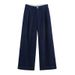 K New European And American Style Fashionable Wide Sleeved Lapel Denim Shirt Casual Wide Leg Straight Leg Pants Set For Women_ecoleips.com