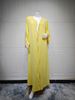 "GraElegant Modest Abaya Dress – Long Sleeve Open Front Cover (S-XXL, Solid Yellow) – Dubai Inspired Islamic Fashion_ecoleips.com