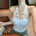 Chain-spliced Lace-trimmed Halter Neck Camisole Women, New Style For Hot Girls, Pure Alluring, Slimming And Flattering_ecoleips.com